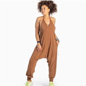 Buddha Pants Halter Harem Jumpsuit in Brown